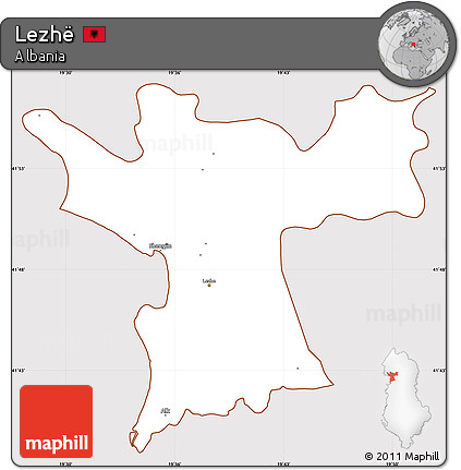Classic Style Simple Map of Lezhë, cropped outside