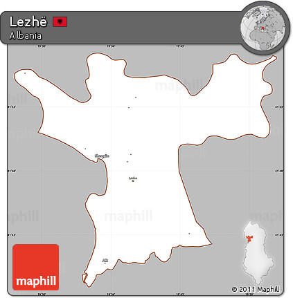 Gray Simple Map of Lezhë, cropped outside