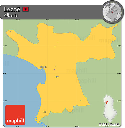 Savanna Style Simple Map of Lezhë, single color outside