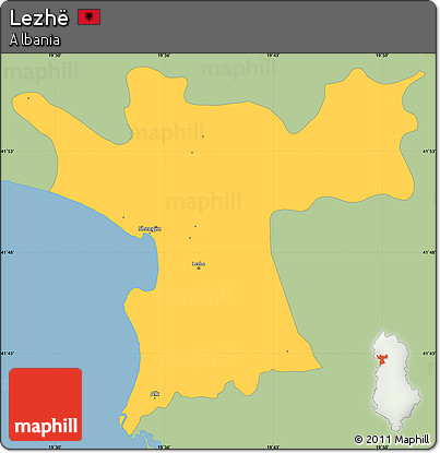 Savanna Style Simple Map of Lezhë, single color outside