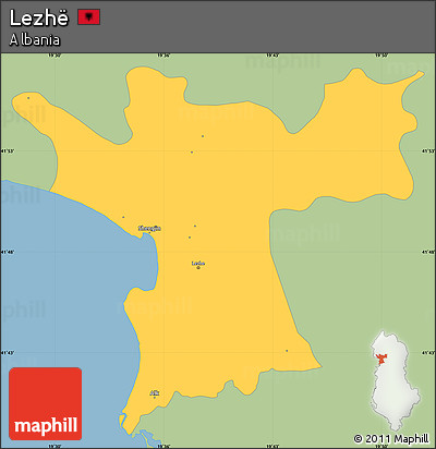 Savanna Style Simple Map of Lezhë, single color outside