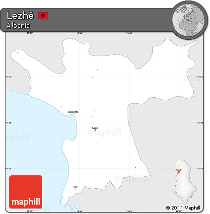 Silver Style Simple Map of Lezhë, single color outside