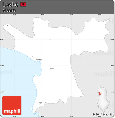Silver Style Simple Map of Lezhë, single color outside