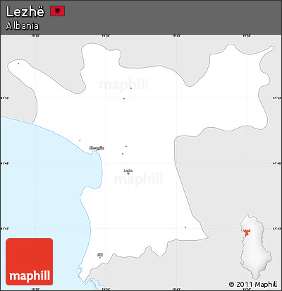 Silver Style Simple Map of Lezhë, single color outside