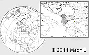 Gray Location Map of Albania, blank outside, hill shading inside
