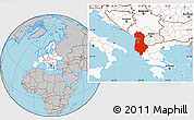 Gray Location Map of Albania, highlighted continent