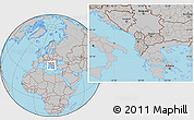 Gray Location Map of Albania, hill shading inside