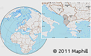 Gray Location Map of Albania, lighten, desaturated, land only