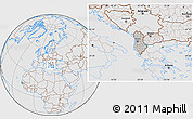 Gray Location Map of Albania, lighten, desaturated