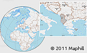 Gray Location Map of Albania, lighten, land only