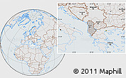 Gray Location Map of Albania, lighten, semi-desaturated