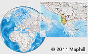Physical Location Map of Albania, lighten, desaturated, land only