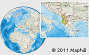 Physical Location Map of Albania, lighten, semi-desaturated, land only