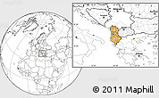 Political Location Map of Albania, blank outside