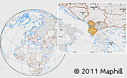 Political Location Map of Albania, lighten, desaturated