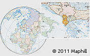 Political Location Map of Albania, lighten, semi-desaturated