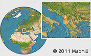 Political Location Map of Albania, satellite outside