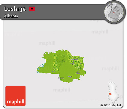 Physical 3D Map of Lushnjë, cropped outside