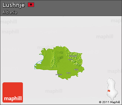 Physical 3D Map of Lushnjë, cropped outside