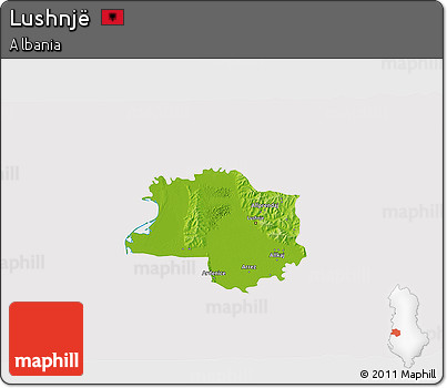 Physical 3D Map of Lushnjë, cropped outside