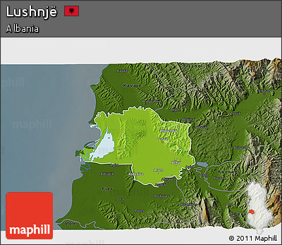 Physical 3D Map of Lushnjë, darken