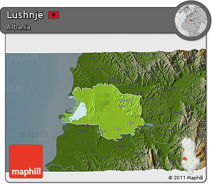 Physical 3D Map of Lushnjë, darken