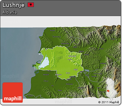 Physical 3D Map of Lushnjë, darken