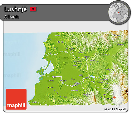 Physical 3D Map of Lushnjë