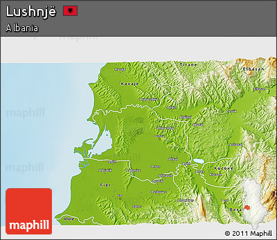 Physical 3D Map of Lushnjë