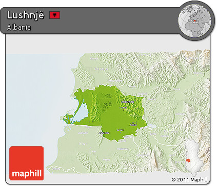 Physical 3D Map of Lushnjë, lighten