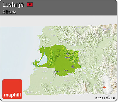 Physical 3D Map of Lushnjë, lighten
