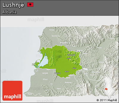 Physical 3D Map of Lushnjë, lighten, semi-desaturated