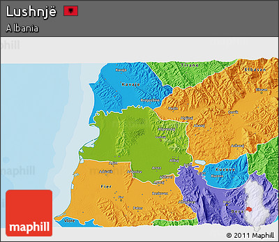 Physical 3D Map of Lushnjë, political outside