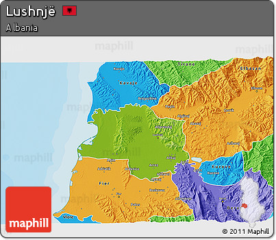 Physical 3D Map of Lushnjë, political outside