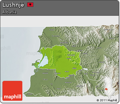 Physical 3D Map of Lushnjë, semi-desaturated