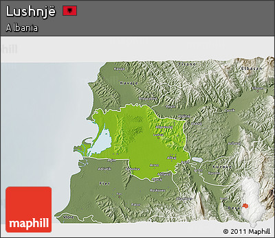 Physical 3D Map of Lushnjë, semi-desaturated