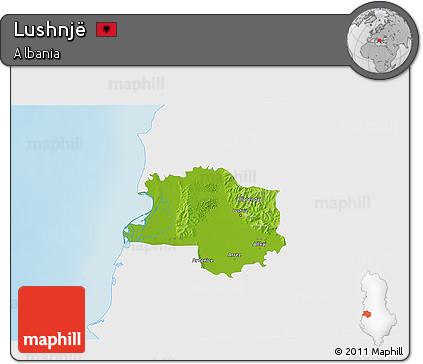 Physical 3D Map of Lushnjë, single color outside