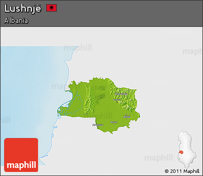 Physical 3D Map of Lushnjë, single color outside