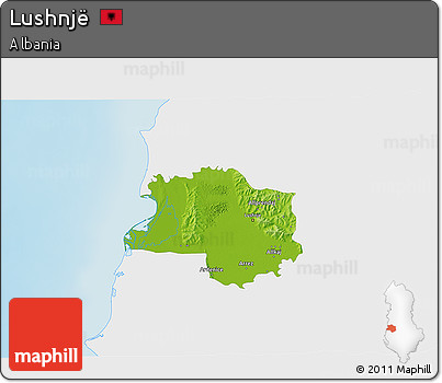 Physical 3D Map of Lushnjë, single color outside