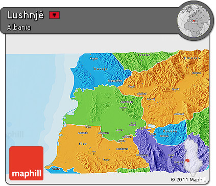 Political 3D Map of Lushnjë