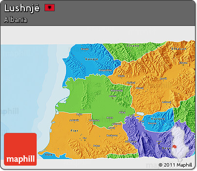Political 3D Map of Lushnjë