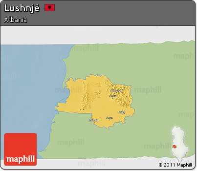 Savanna Style 3D Map of Lushnjë, single color outside