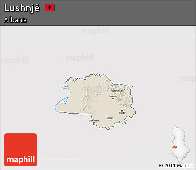 Shaded Relief 3D Map of Lushnjë, cropped outside