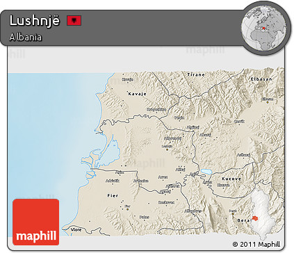 Shaded Relief 3D Map of Lushnjë