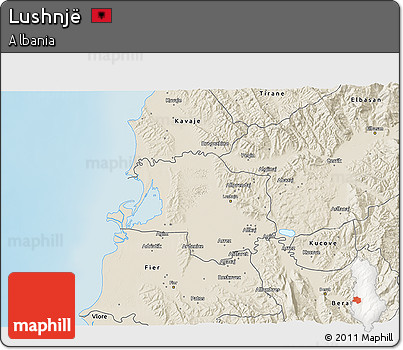 Shaded Relief 3D Map of Lushnjë