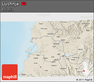 Shaded Relief 3D Map of Lushnjë