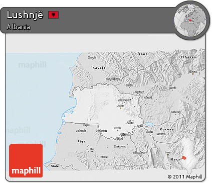 Silver Style 3D Map of Lushnjë