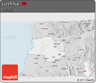 Silver Style 3D Map of Lushnjë