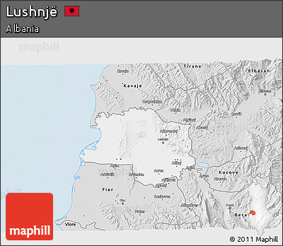Silver Style 3D Map of Lushnjë