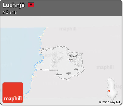 Silver Style 3D Map of Lushnjë, single color outside